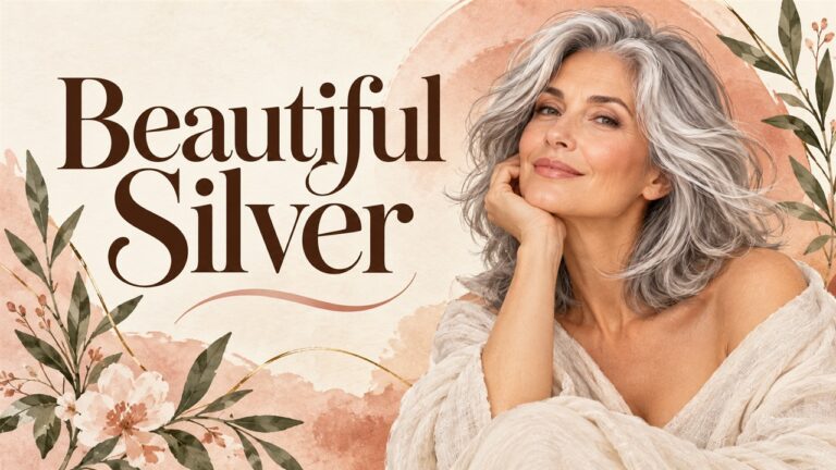Woman with softly flowing shoulder-length silver hair.