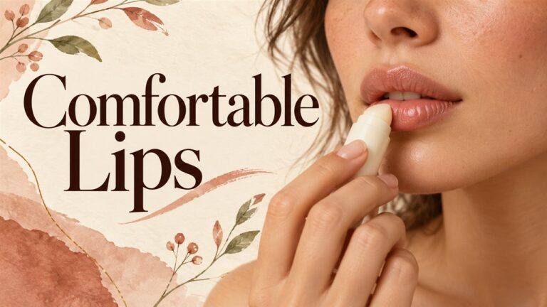 Close-up of a woman applying a plain lip balm.