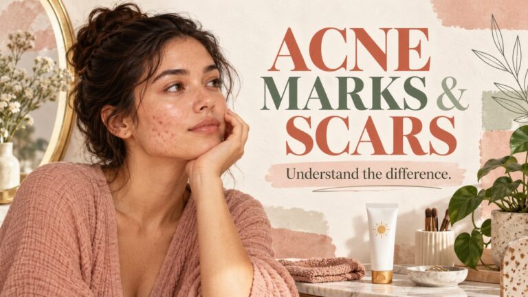 Portrait illustration with natural skin texture and acne marks