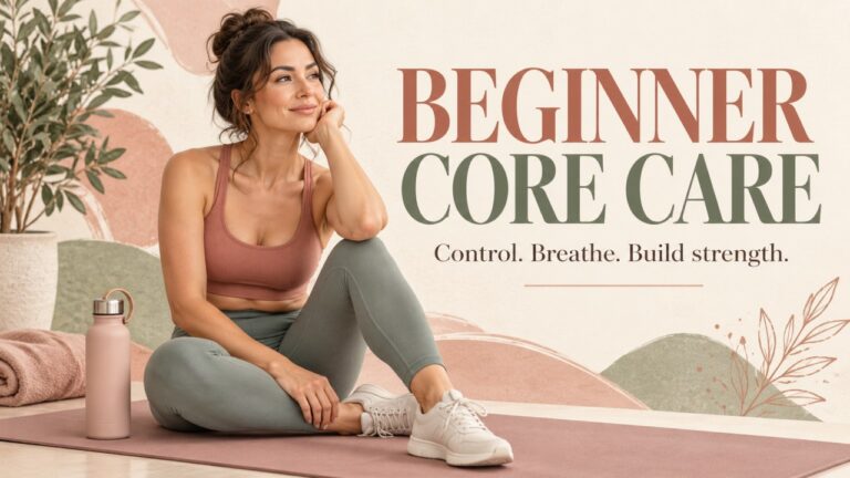 Illustration of a woman seated on an exercise mat