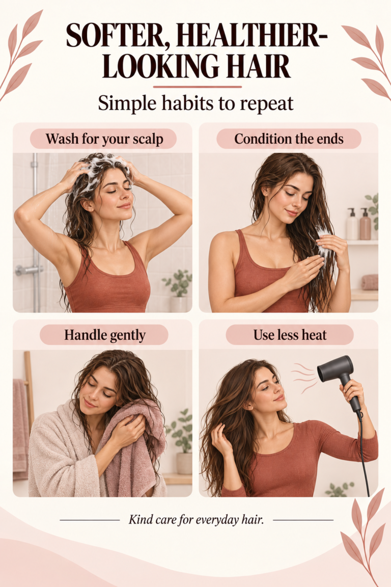 Illustrated guide: Simple Hair-Care Habits for Softer, Healthier-Looking Hair.