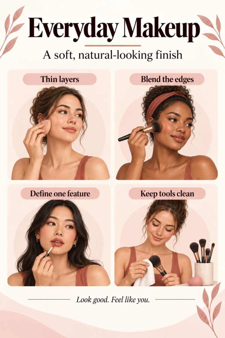 Illustrated guide: Everyday Makeup Tips for a Polished, Natural-Looking Finish.