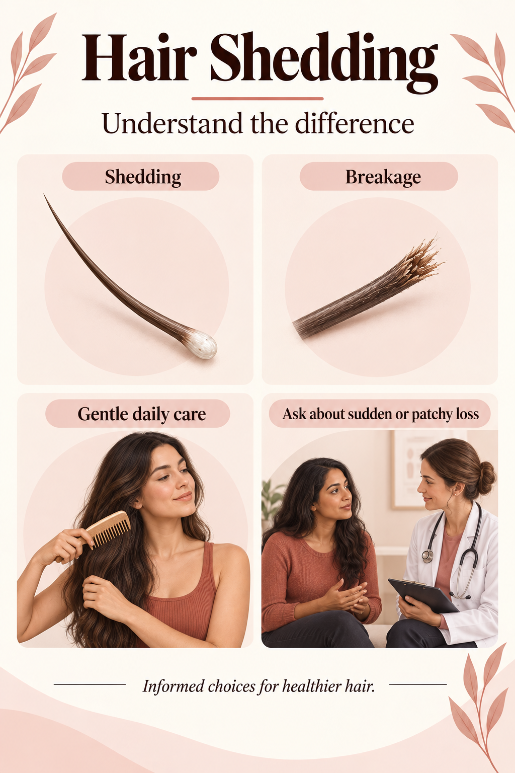 Illustrated guide: Hair Shedding: What Is Normal and When to Speak With a Clinician.