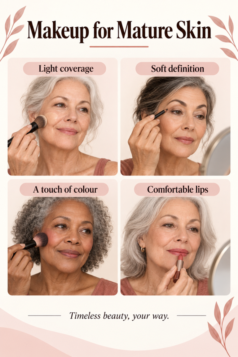 Illustrated guide: Makeup for Mature Skin: A Fresh Finish Without Heavy Layers.