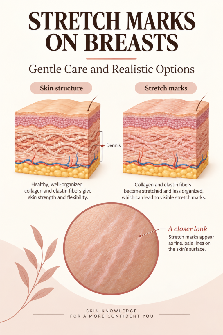 Illustrated guide: Stretch Marks on Breasts: Gentle Care and Realistic Options.
