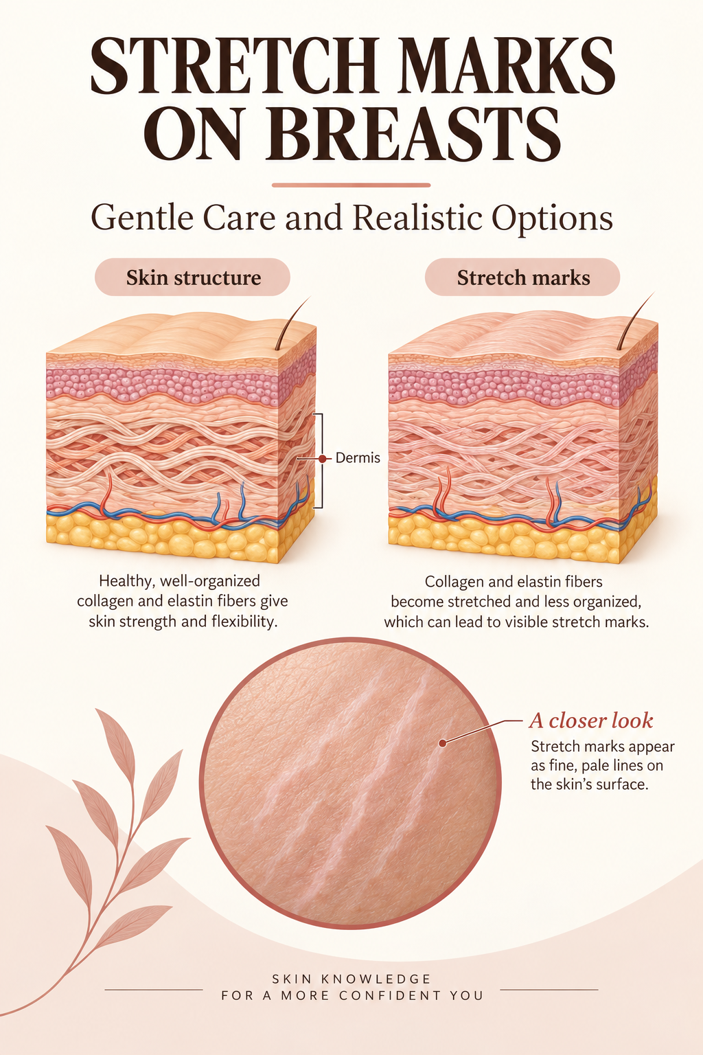 Illustrated guide: Stretch Marks on Breasts: Gentle Care and Realistic Options.