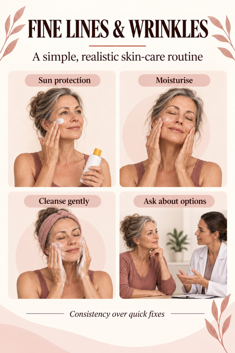 Illustrated guide: Fine Lines and Wrinkles: A Simple, Realistic Skin-Care Routine.