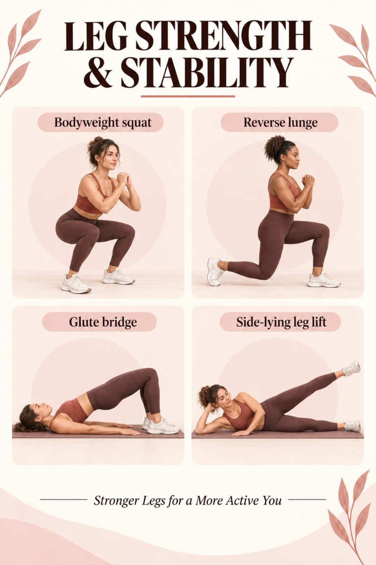 Illustrated guide: A Beginner-Friendly Leg Workout for Strength and Stability.