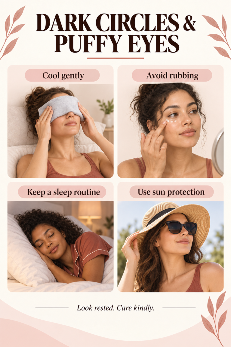 Illustrated guide: Dark Circles and Puffy Eyes: Small Habits That Can Help.