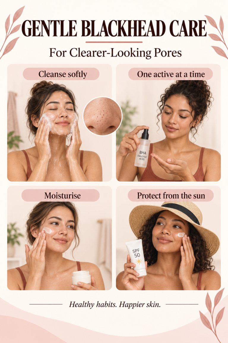 Illustrated guide: Blackhead Care: A Gentle Routine for Clearer-Looking Pores.