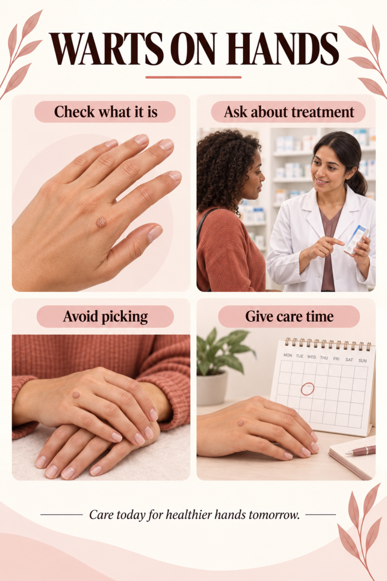 Illustrated guide: Warts on Hands: Safer Treatment and Everyday Care.