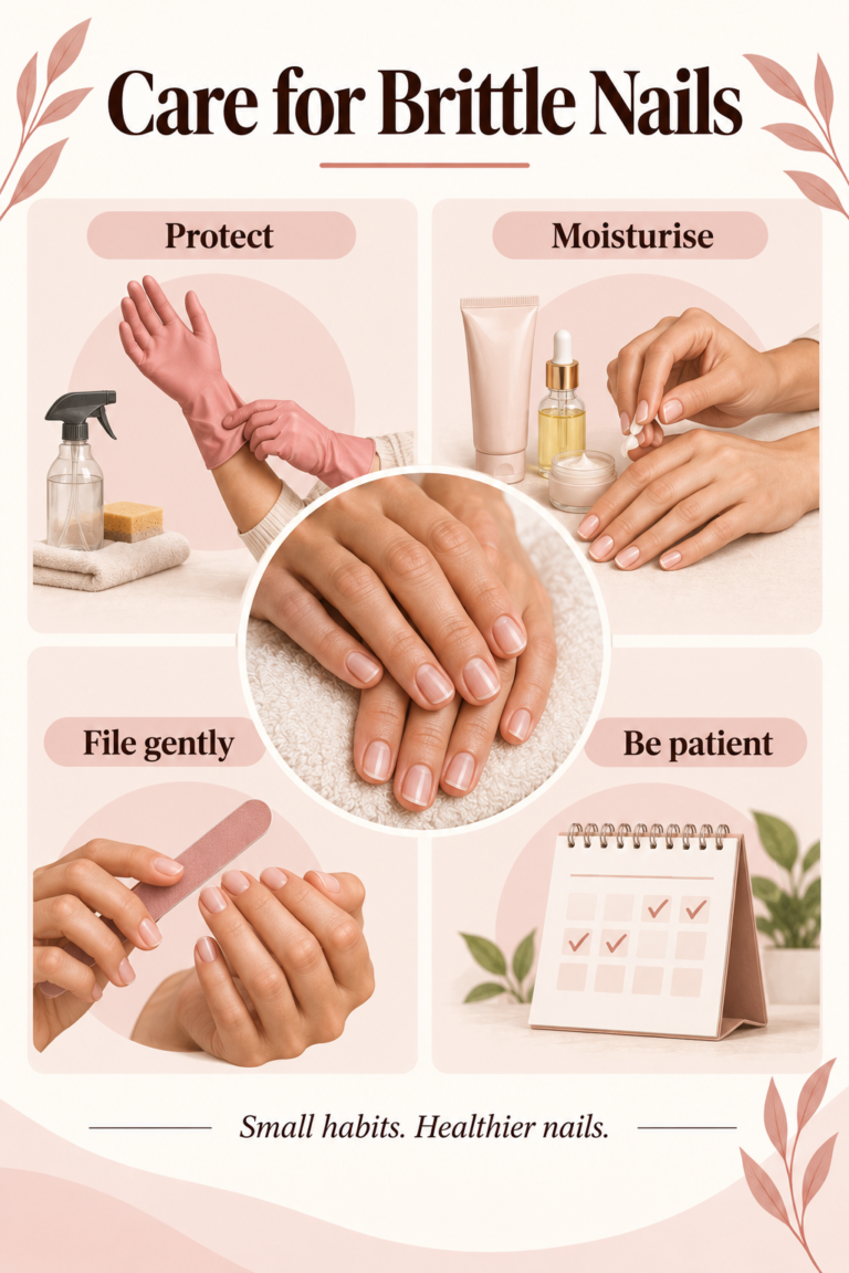 Illustrated guide: How to Care for Brittle Nails: Simple Habits That Help.