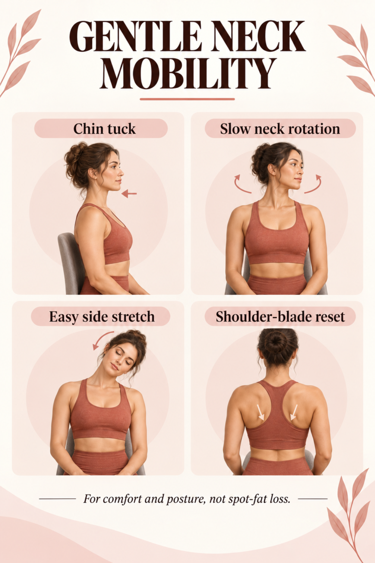 Illustrated guide: Double Chin Exercises: Gentle Neck Mobility and Posture Tips.