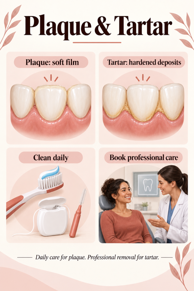 Illustrated guide: Plaque and Tartar: What You Can Remove at Home.