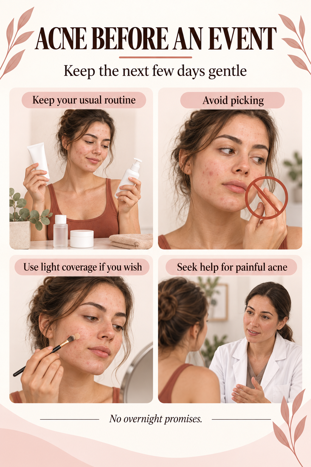 Acne-care infographic with gentle routine reminders
